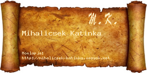 Mihalicsek Katinka névjegykártya